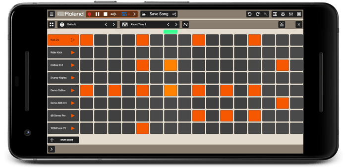 リアルタイムで音を聴きながらリズムを打ち込める「リズム・エディター」画面