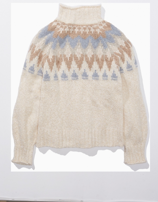 AE フェアアイル柄 モックネック オーバーサイズセーター(レディース) ￥8,000(税込)