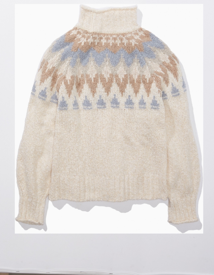 AE フェアアイル柄 モックネック オーバーサイズセーター(レディース) ￥8,000(税込)