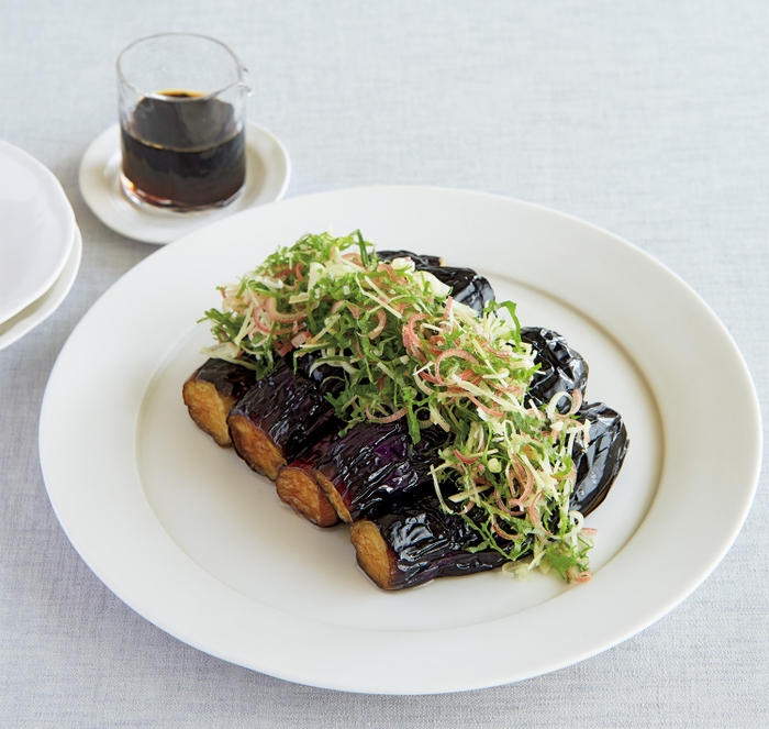 大庭英子さんのなすレシピ「揚げなすの香味野菜のせ」
