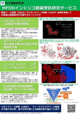 分子機能研究所がMFDDインシリコ創薬受託研究サービスで 量子化学計算による生体高分子の シミュレーション・解析サービスを充実