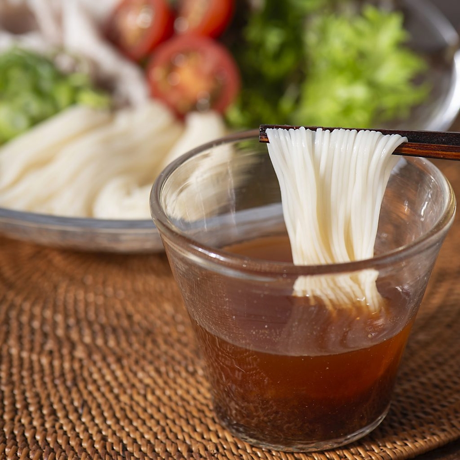 冷しゃぶサラダそうめん(すだち鰹めんつゆ使用)