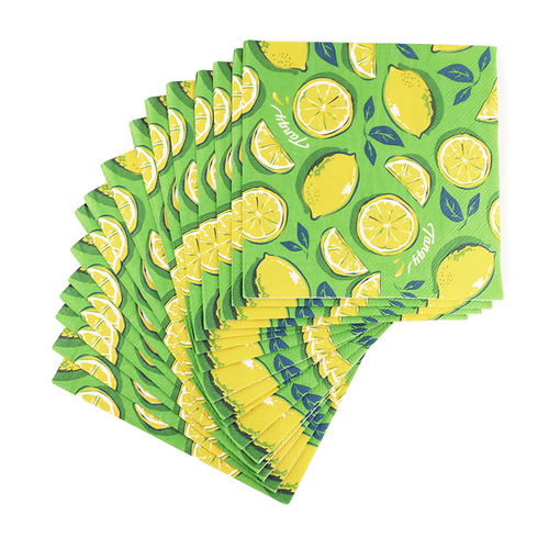「ペーパーナプキン Lemon」価格：98円／20枚入り ／畳んだサイズ：W16.5×H16.5cm／広げたサイズ：W33×H33cm／※3月中旬発売予定