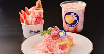 ▲ミエレ・ザ・ダイナー(左)淡路島いちごのDINER’S SANDAE(中央)淡路島いちごミルフィーユのモンブラン仕立て(右)淡路島いちごミルク