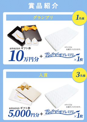 グランプリにはamazonギフト券10万円と雲のやすらぎプレミアムが贈られます！
