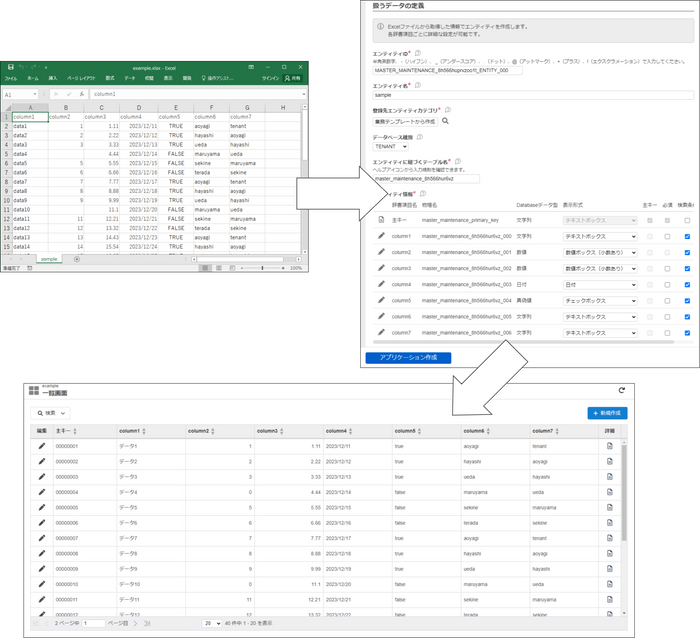 Excelファイルを利用したアプリケーションの作成イメージ