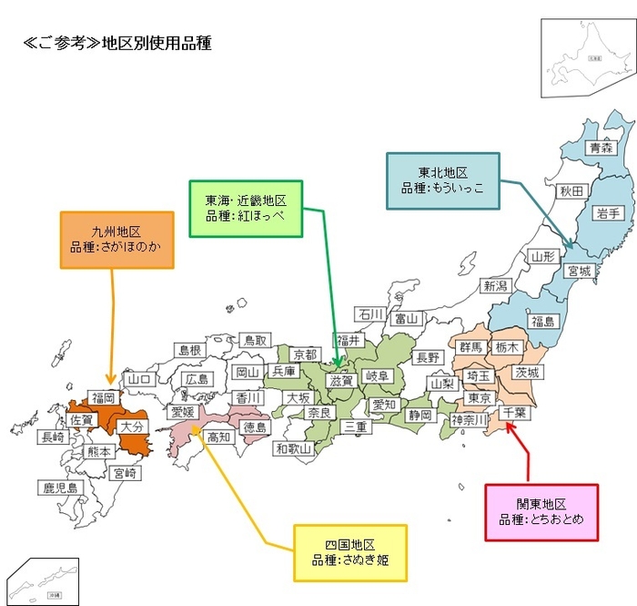 ご参考：地域別使用いちご品種