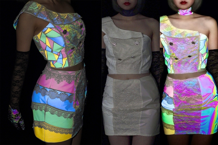 strike de light – フラッシュ撮影で美しく輝くステージ衣装と再帰反射のしくみ – 塙麻莉奈(芸術学部インタラクティブメディア学科卒)