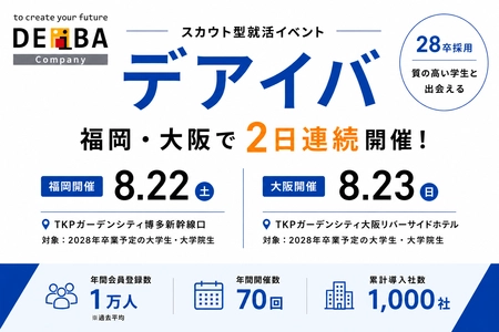 【28卒採用】福岡・大阪で2日連続開催！スカウト型就活イベント「デアイバ」