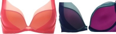 Translucent:(左)深いVラインで谷間を美しく(右)裏表のカラーコントラスト