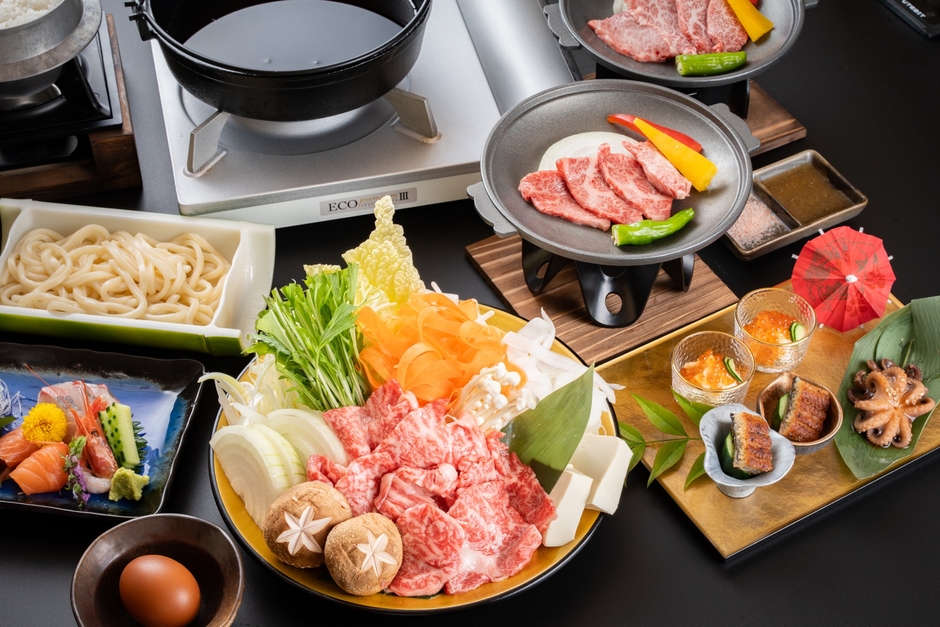 すき焼きコース全体（一例）