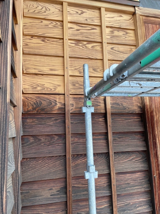 エアー鉋 施工中壁面