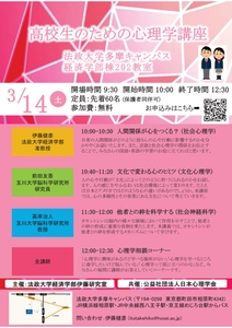 法政大学経済学部伊藤研究室主催「高校生のための心理学講座」を 3月14日(土)に多摩キャンパスで開催