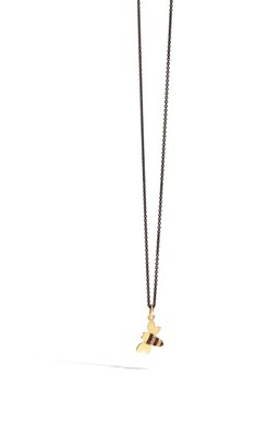 Dodo black PVD silver chain and Bee charm