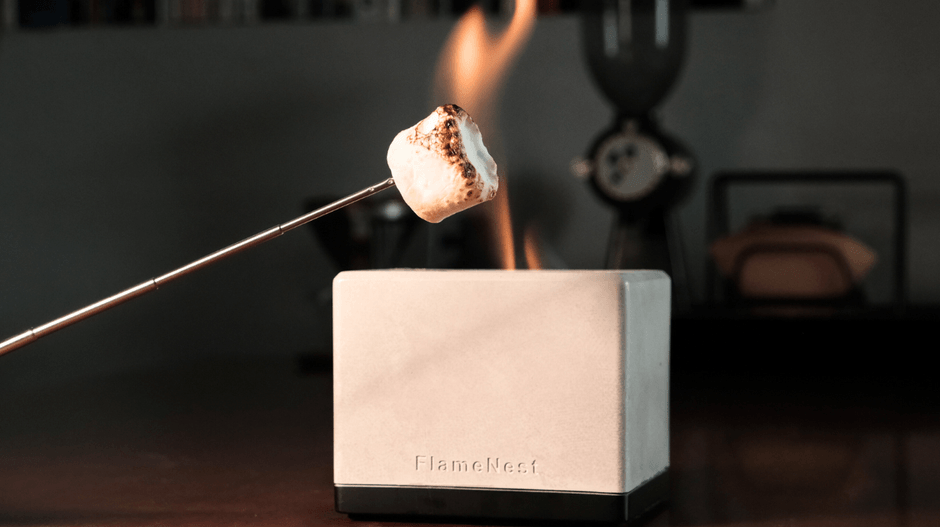 無煙・無臭で室内でも楽しめる卓上焚火台 「FlameNest Square」が