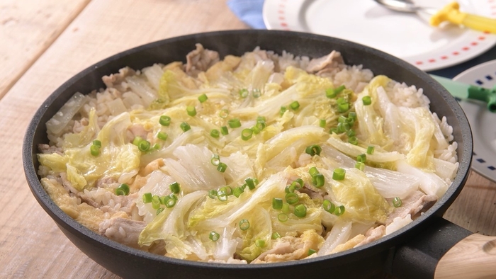 <ちぎり白菜のパエリア>