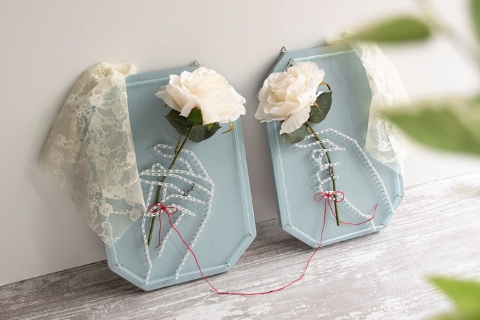 お花を飾るウェディングデザイン~赤い糸を結ぶ~