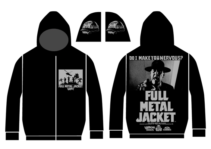 フルメタルジャケットZIPパーカ(DO I MAKE YOU NERVOUS？ブラック)-Zip-Up Hoodie (BLACK)-