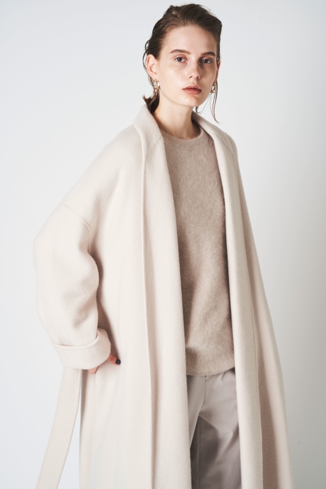 POP UP限定色 ウールリバーショールカラーガウンコート(アイボリー) N.O.R.C by the line ¥37,000+tax