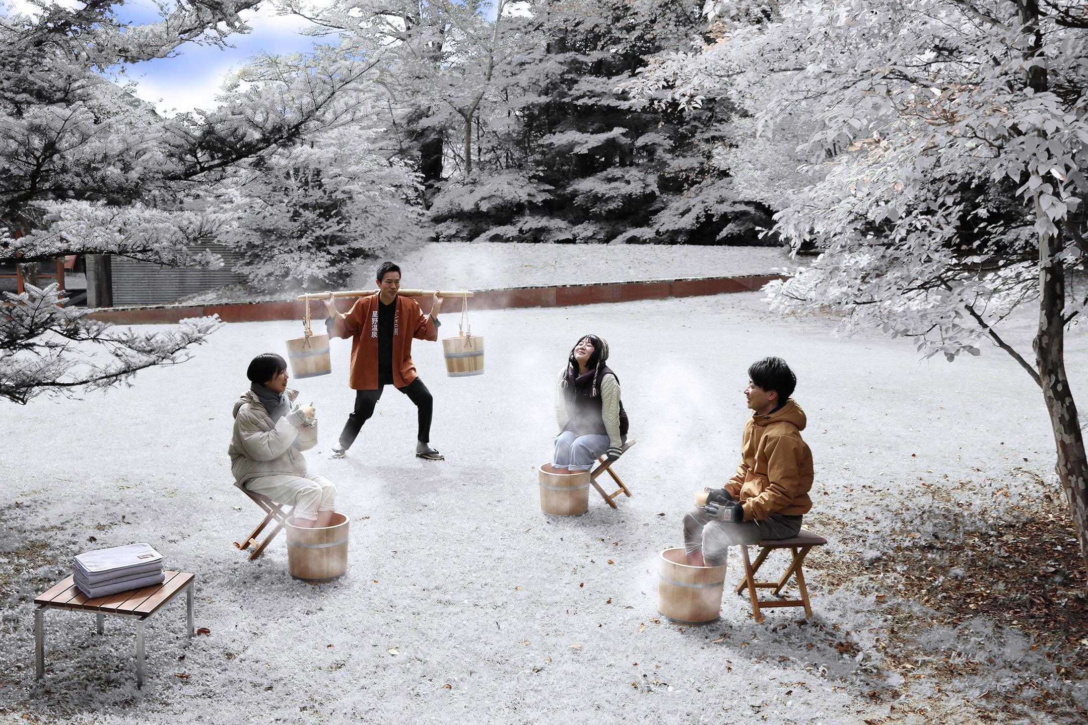 星野エリア 青空の下で、3密を気にせず温泉を楽しむ新ノーマルな温泉サービス「ひとり占め足湯」を開始 期間:2020年11月16日~2021年3月19日