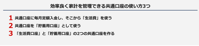 効率良く家計を管理できる共通口座の使い方3つ