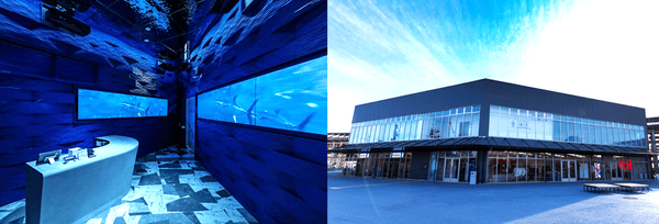 店舗エントランス（左）、店舗外観（右）