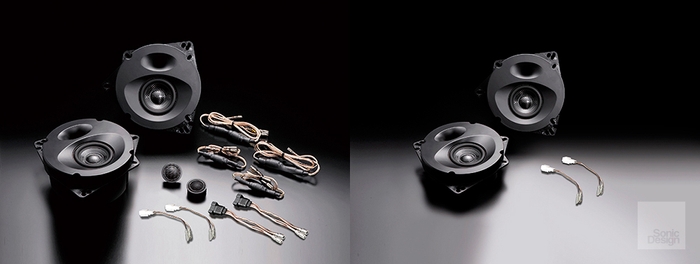 SonicPLUS CHR ハイグレードモデル 左:「SP-CHR10M」フロント用 右:「SP-P31RM」リア用