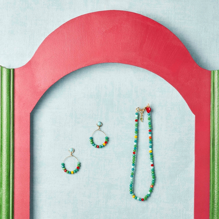 ラフェット ビジューフープピアス/チョーカー