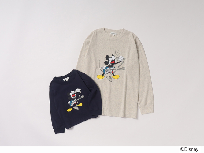 ロックテイストの「ミッキーマウス」アートがポイントの長袖Tシャツ