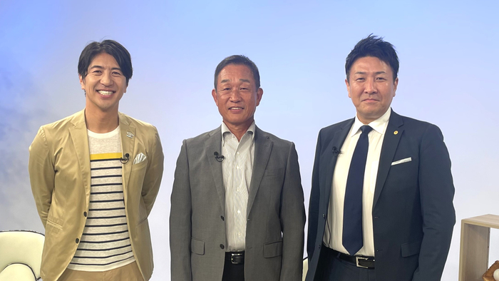 （左から）田中大貴アナ、辻発彦氏、藤澤義仁氏