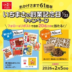 創業61周年記念！抽選でいちまさ(一正蒲鉾)の練り製品＆まいたけが当たる、感謝を込めた豪華キャンペーンを開催