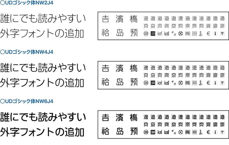 外字対応「UDゴシック体」書体見本