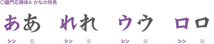 「龍門石碑体A」かなの特長