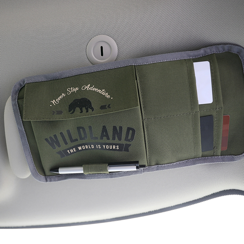 「サンバイザーポケット」サンバイザーに取り付けられるポケット。カードを入れられるポケット・ペンホルダーが付いています。