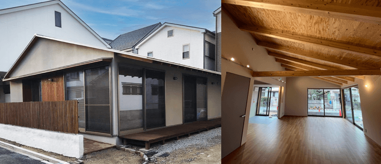 寺島自治会コミュニティセンターの外観と内観