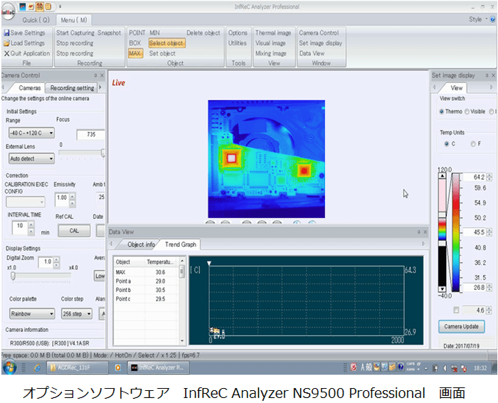 オプションソフトウエア「InfReC Analyzer NS9500 Professional」