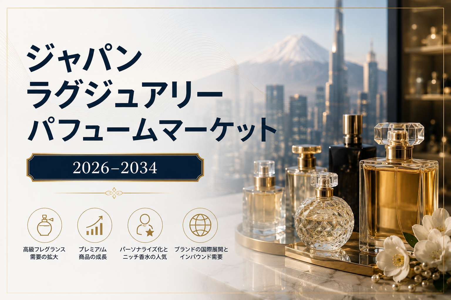 日本の高級香水市場は2034年までにUSD 1,293.5 Millionに達し、CAGR 5.08%で成長すると予測