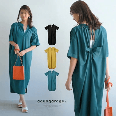 aquagarage/バックデザインVネックワンピース