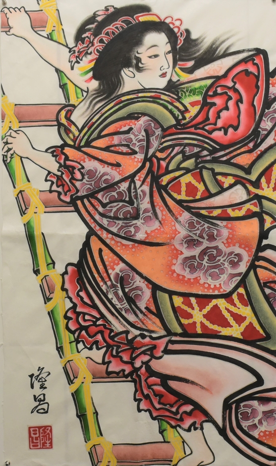 見送り絵 ※堅田ネプタ愛好会 (約)縦112センチ×横66センチ