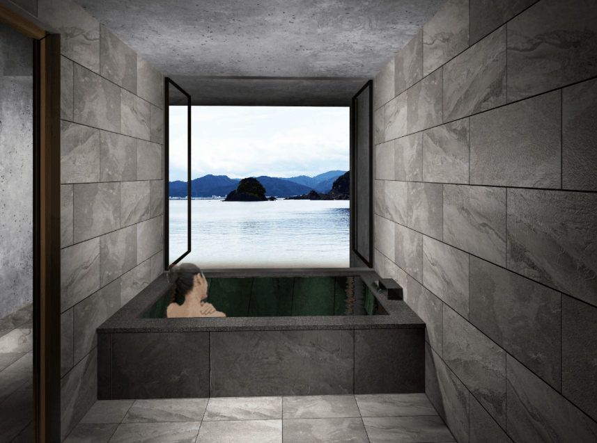 長屋棟内観 オーシャンビューの露天風呂