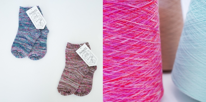 バレンタインには、ピンクと赤のかすり糸