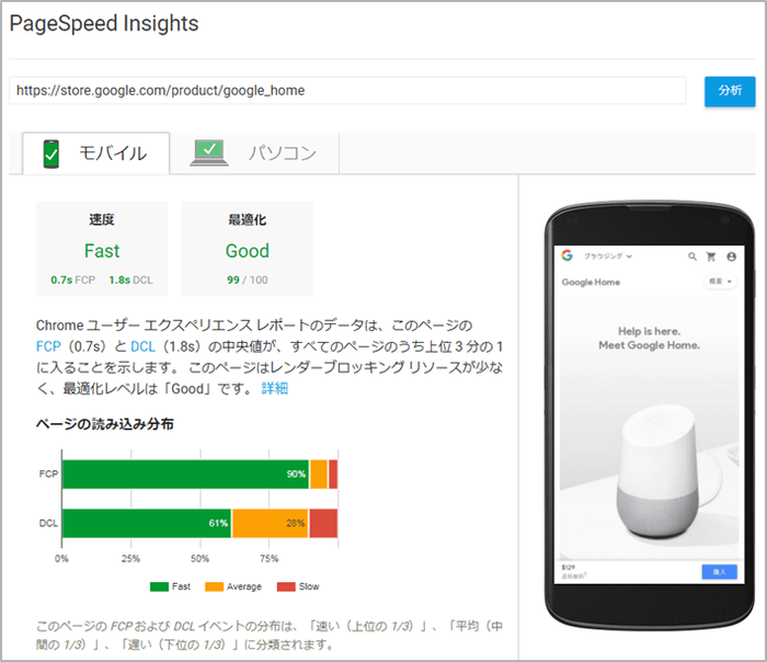 【アイレップ】PageSpeed Insights の分析レポート表示例(2018年2月1日時点)