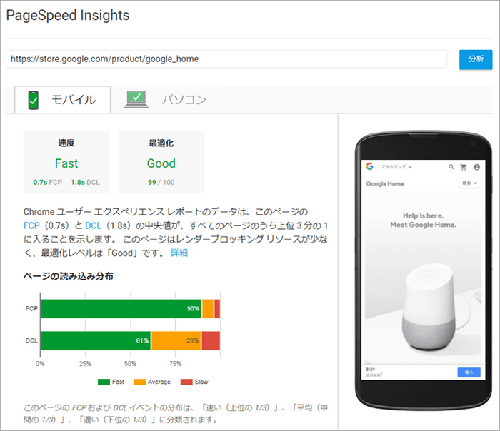 【アイレップ】PageSpeed Insights の分析レポート表示例（2018年2月1日時点）