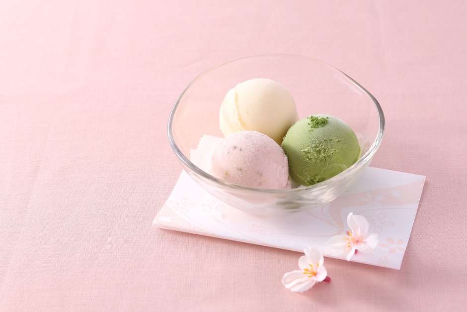 アイス3種盛り(さくら・抹茶・バニラ)