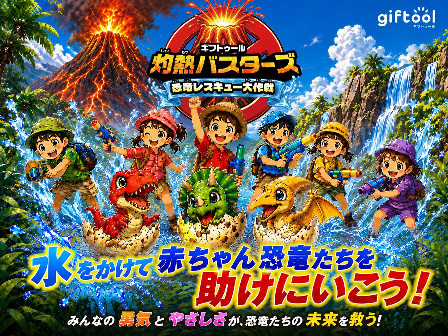 暑さもへっちゃら!
~【灼熱バスターズ】恐竜レスキュー大作戦~
で楽しく涼しい夏休み!