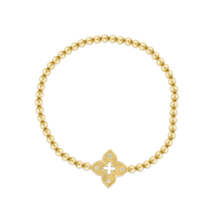 ＜プリンセスフラワー＞K18YG・ダイヤモンド・ストレッチバングル。￥418,000(税込)