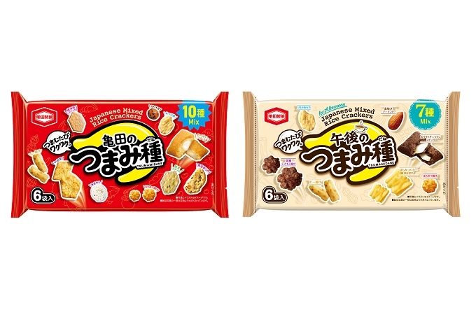 『左:120g 亀田のつまみ種/右:95g 午後のつまみ種』