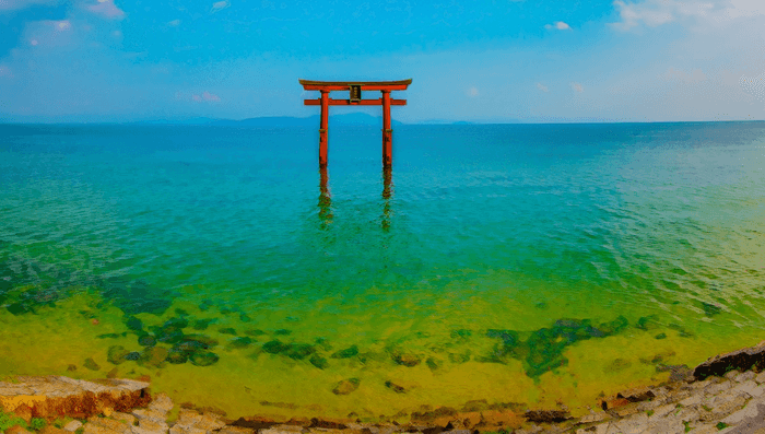 白鬚神社｜湖中大鳥居