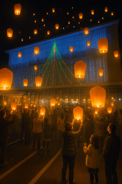 飯能信用金庫でスカイランタンリリース(イメージ)