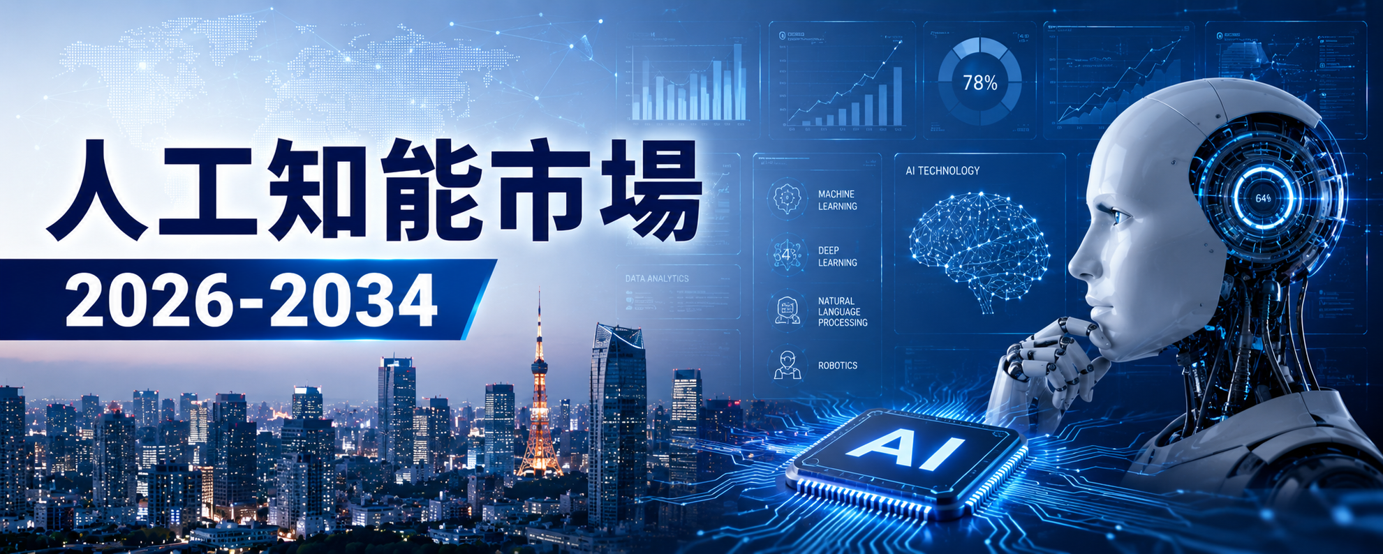 人工知能市場規模、2034年までに9490億米ドルを突破へ | 年平均成長率（CAGR）22.70%